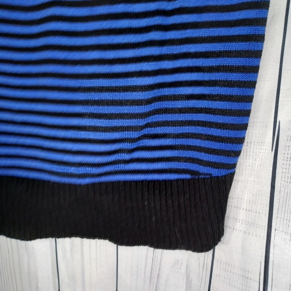 LOFT blue and black striped 3/4 sleeve 100% Cotton sweater - Picture 10 of 11